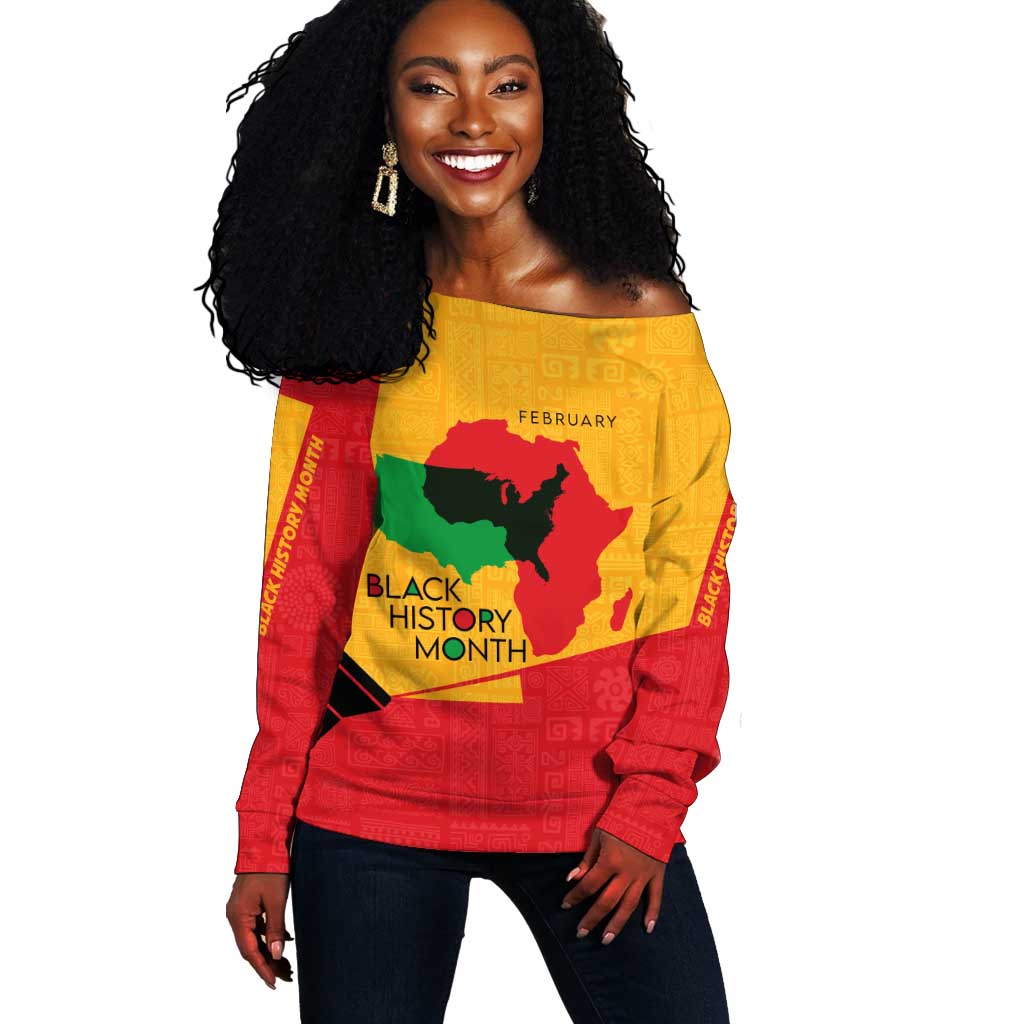 Black History Month Off Shoulder Sweater - African February Design DT02