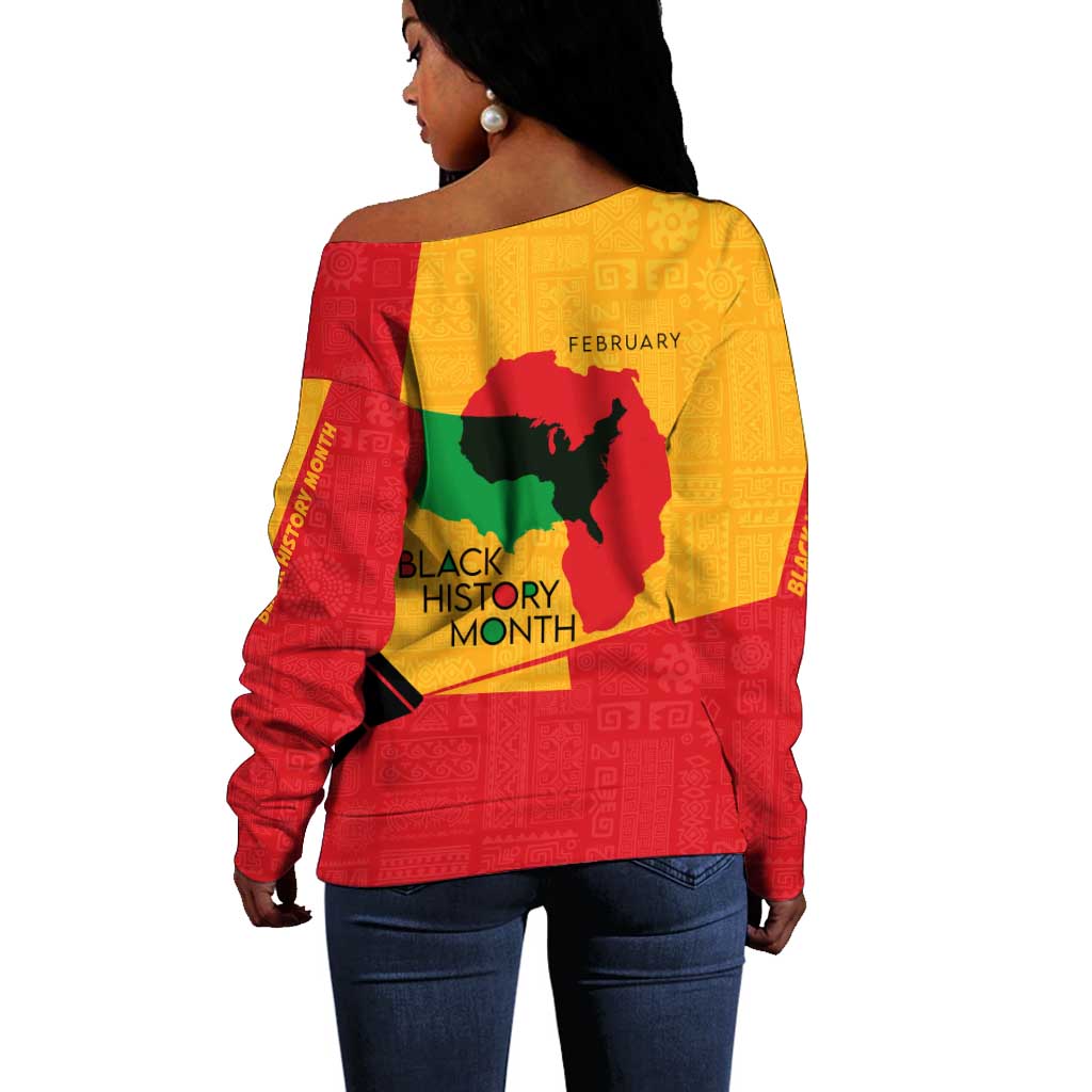 Black History Month Off Shoulder Sweater - African February Design DT02