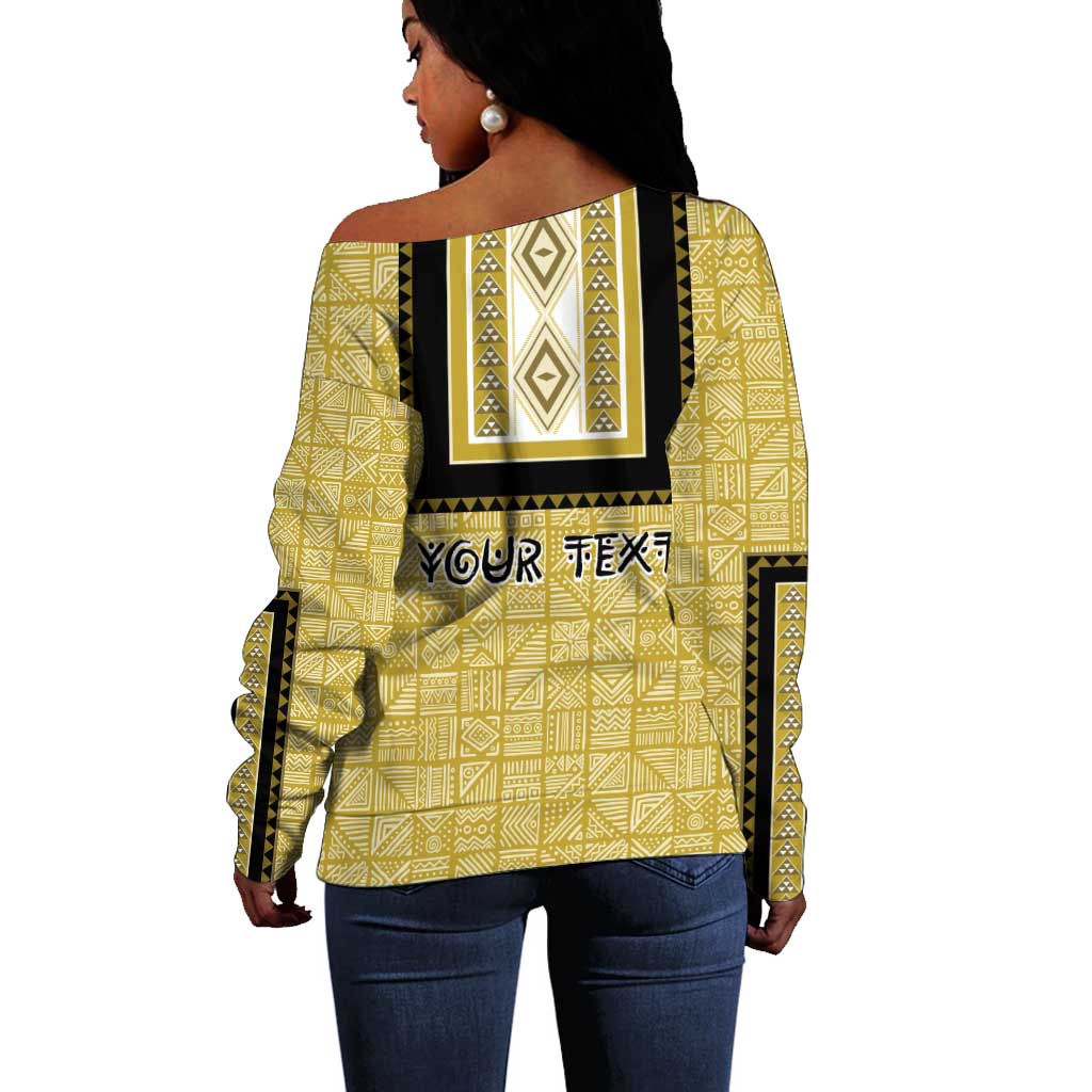Personalized African Dashiki Off Shoulder Sweater - Mudcloth Style DT02