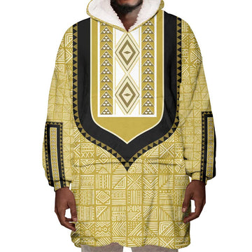 Personalized African Dashiki Wearable Blanket Hoodie - Mudcloth Style DT02