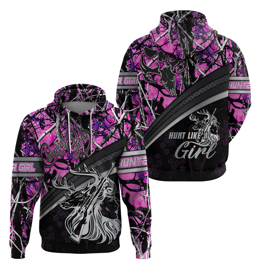 Hunt Like A Girl Hoodie Forest Purple DT02