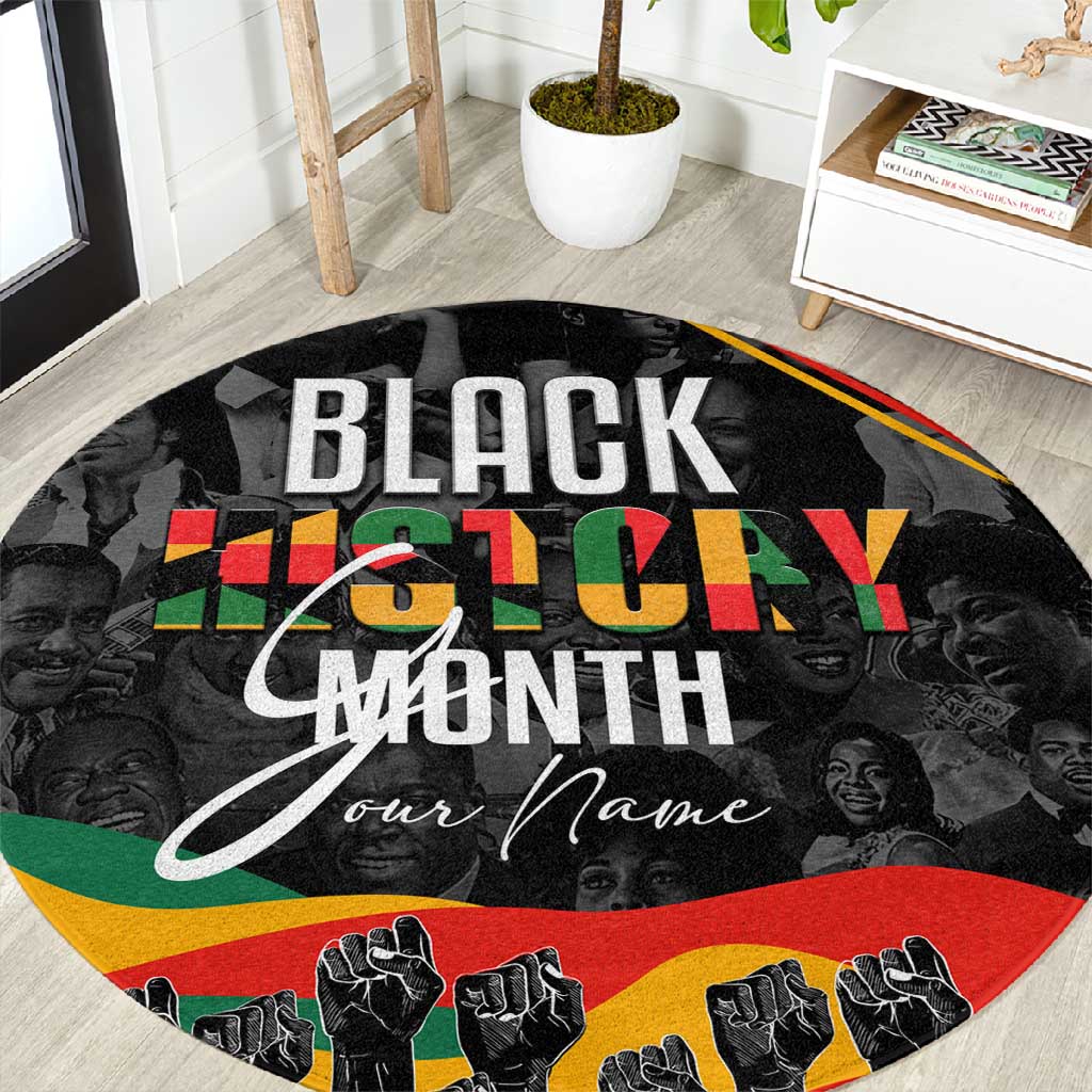 Personalized Black History Month Round Carpet with African American Heroes DT02