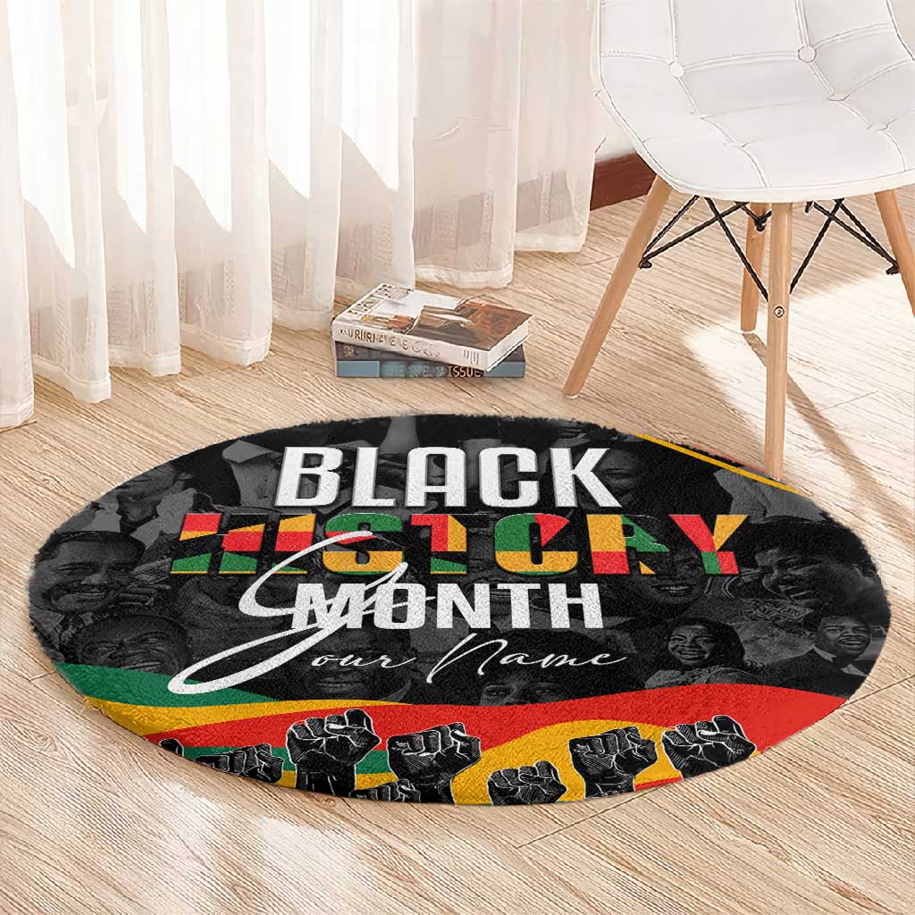 Personalized Black History Month Round Carpet with African American Heroes DT02