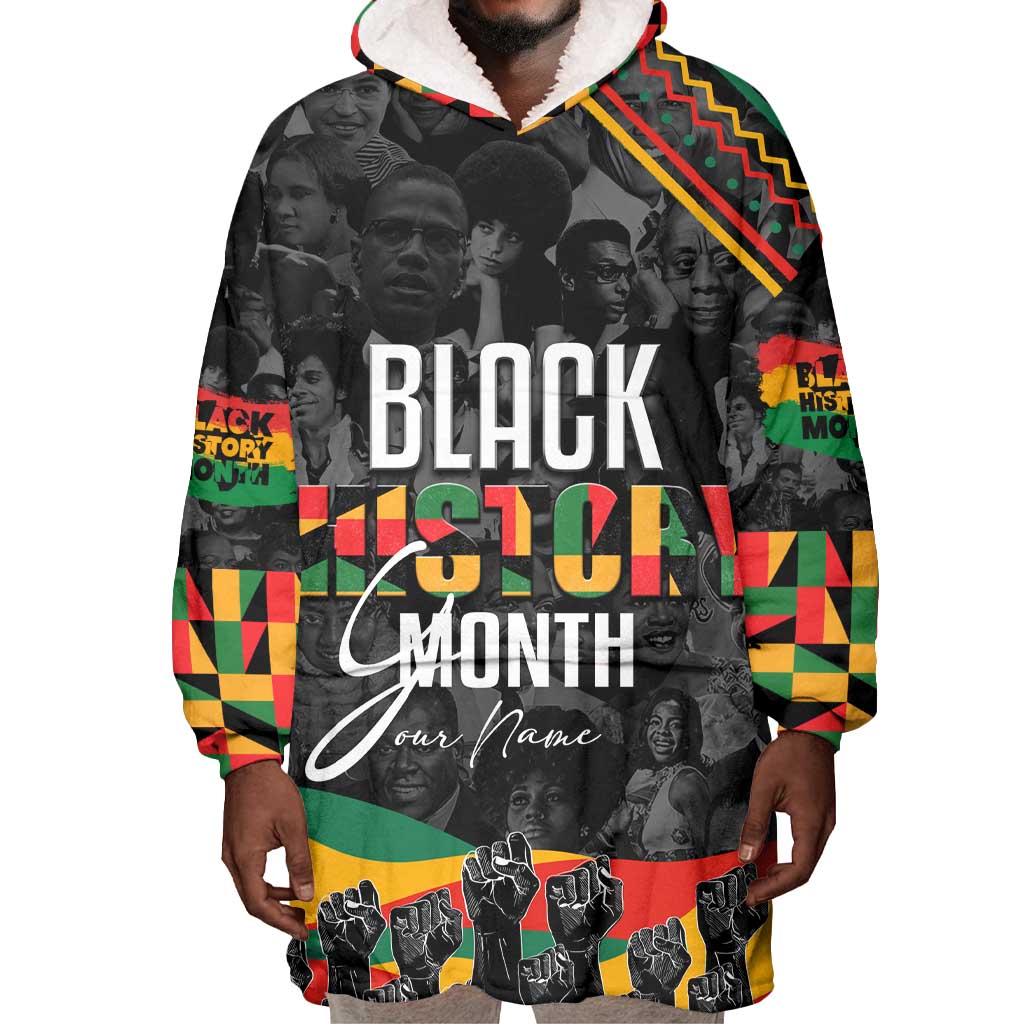 Personalized Black History Month Wearable Blanket Hoodie with African American Heroes DT02