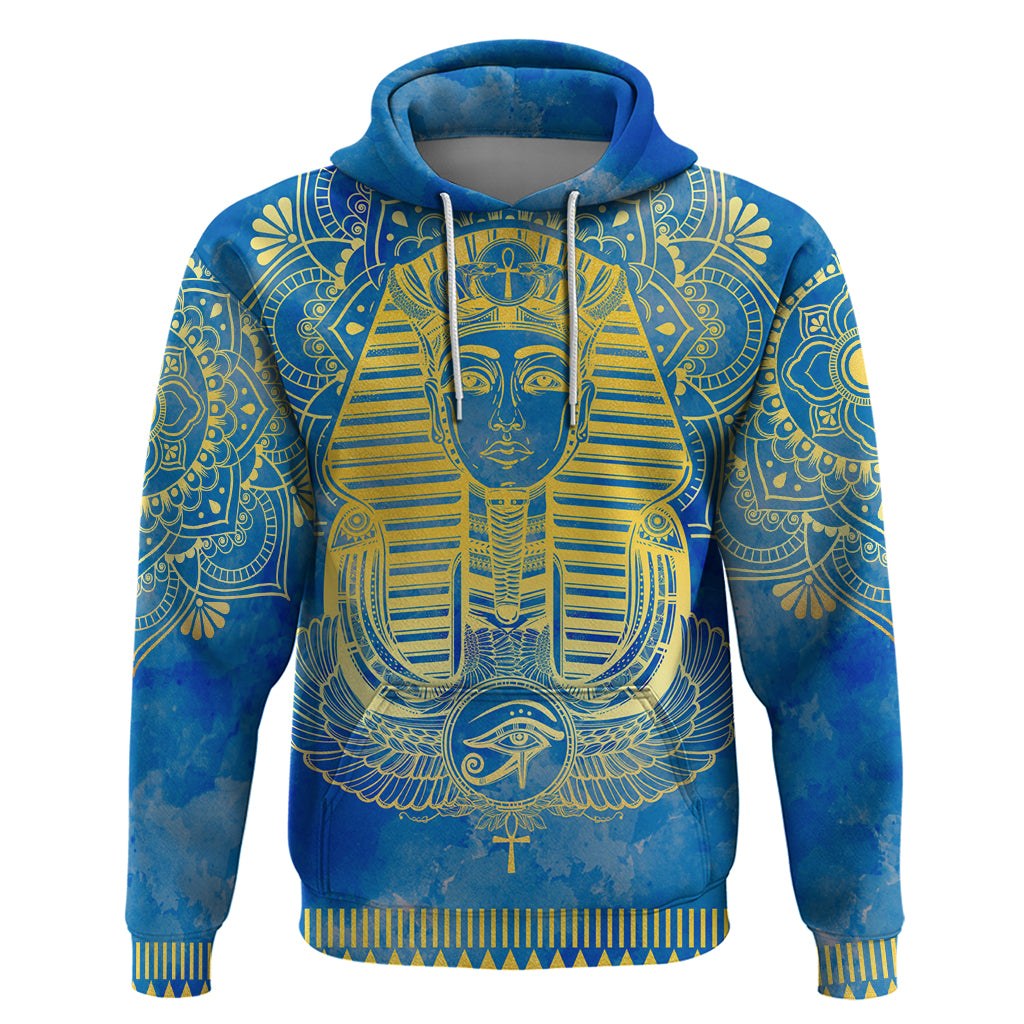 Personalized Mandala Egyptian Pharaoh Hoodie Eye of Horus Blue DT02