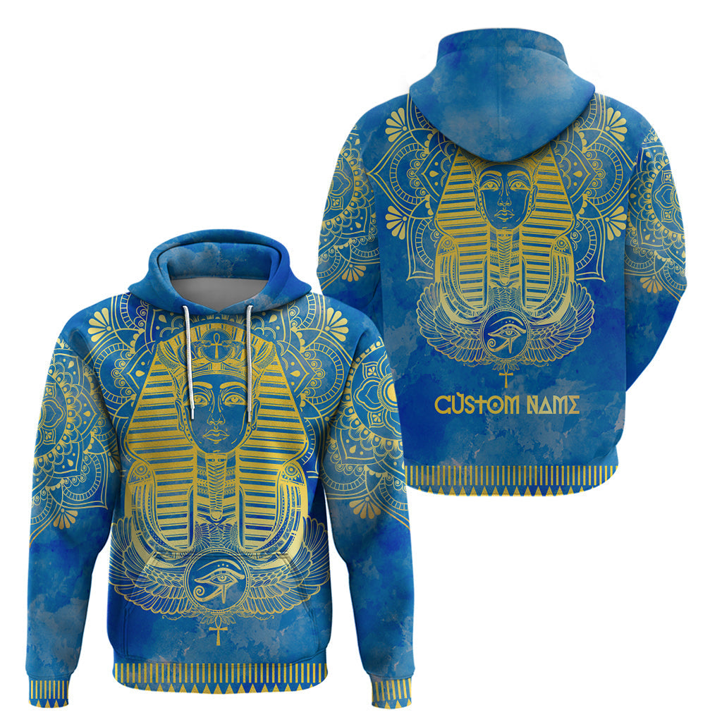 Personalized Mandala Egyptian Pharaoh Hoodie Eye of Horus Blue DT02