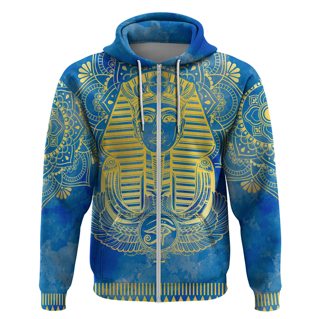 Personalized Mandala Egyptian Pharaoh Hoodie Eye of Horus Blue DT02
