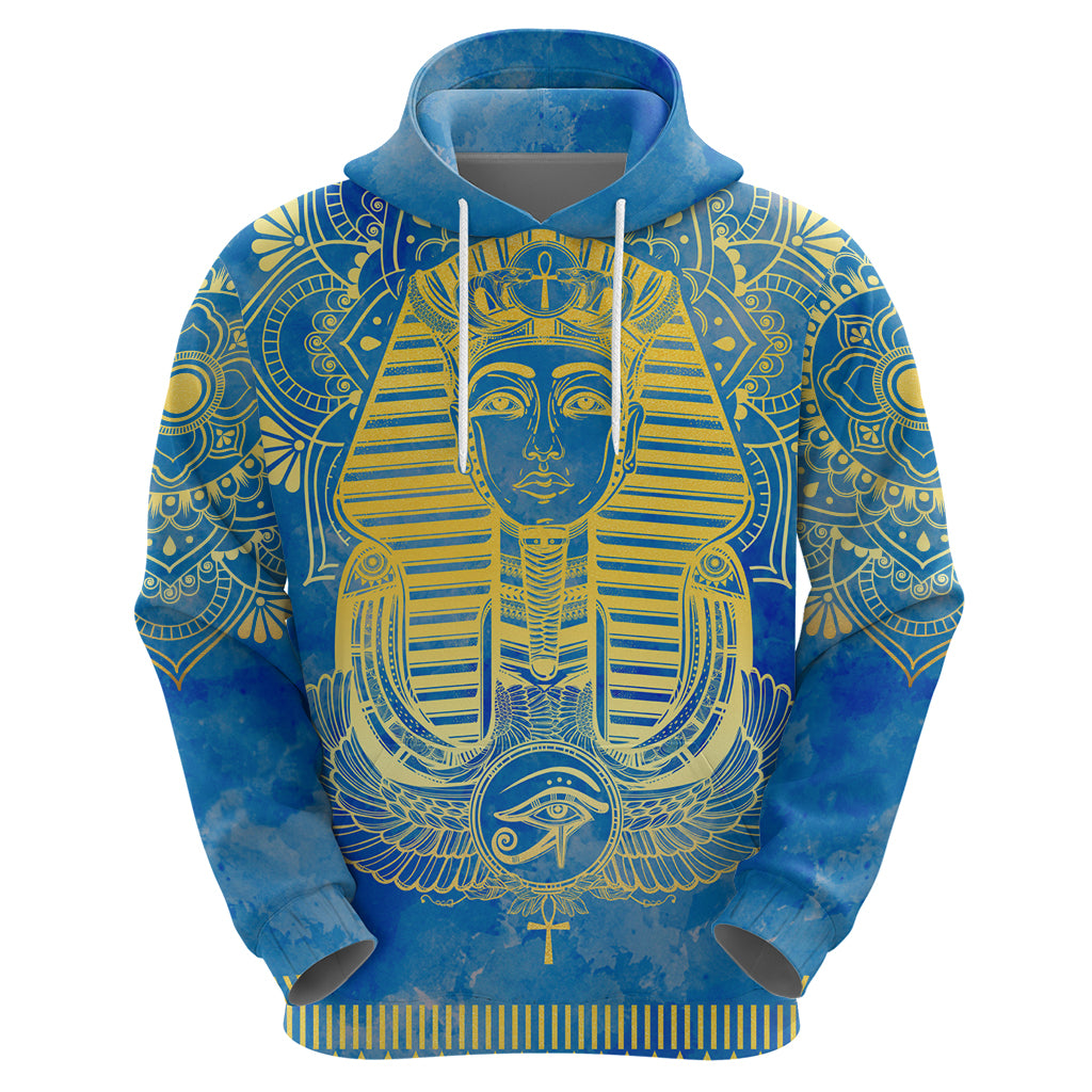 Personalized Mandala Egyptian Pharaoh Hoodie Eye of Horus Blue DT02
