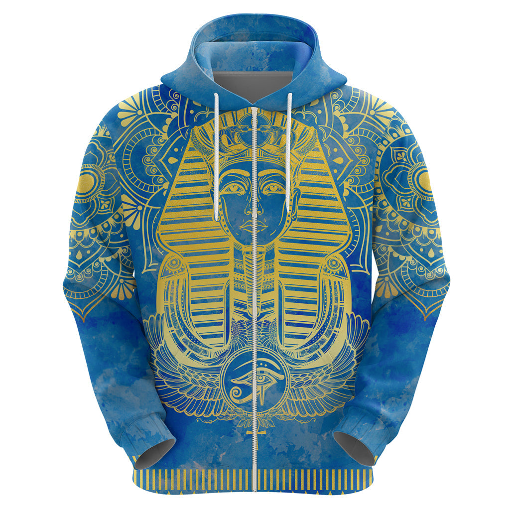 Personalized Mandala Egyptian Pharaoh Hoodie Eye of Horus Blue DT02