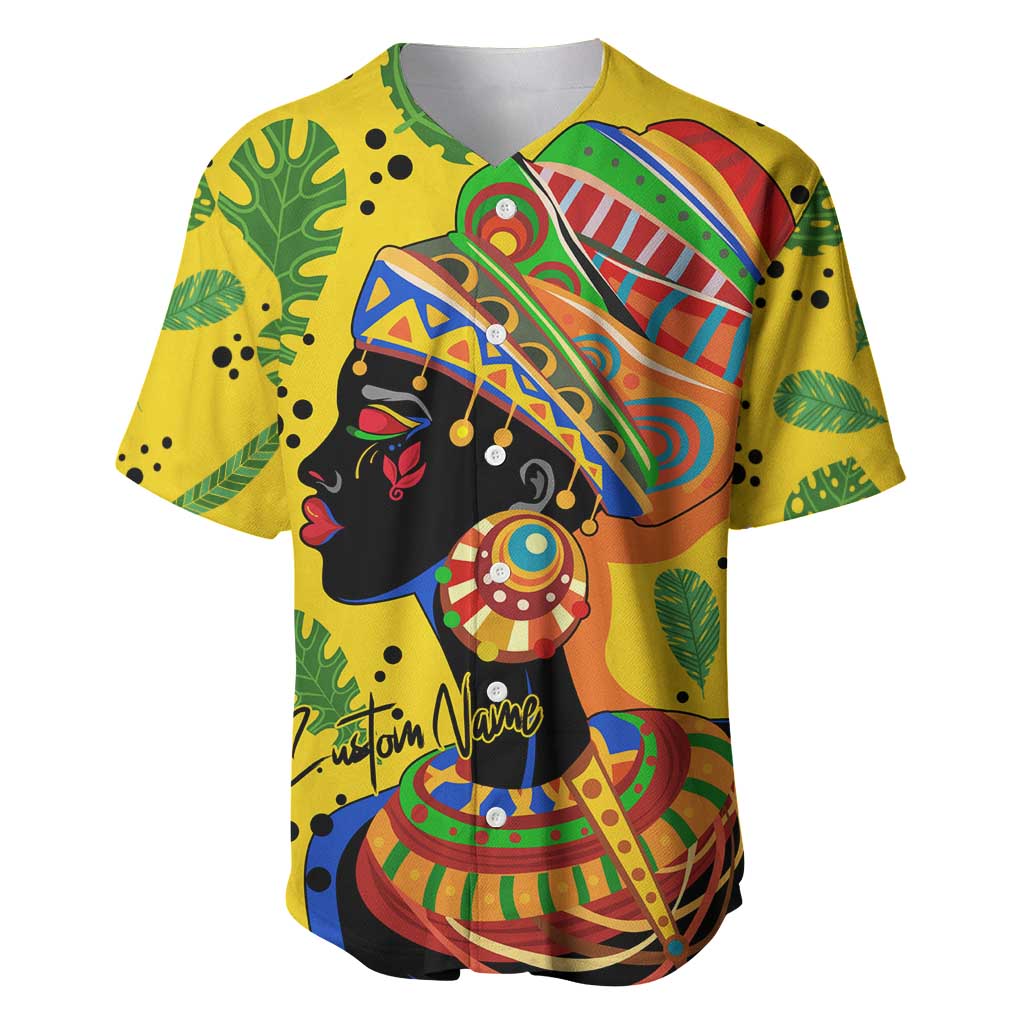 Personalized African Woman Baseball Jersey Tropical Style DT02