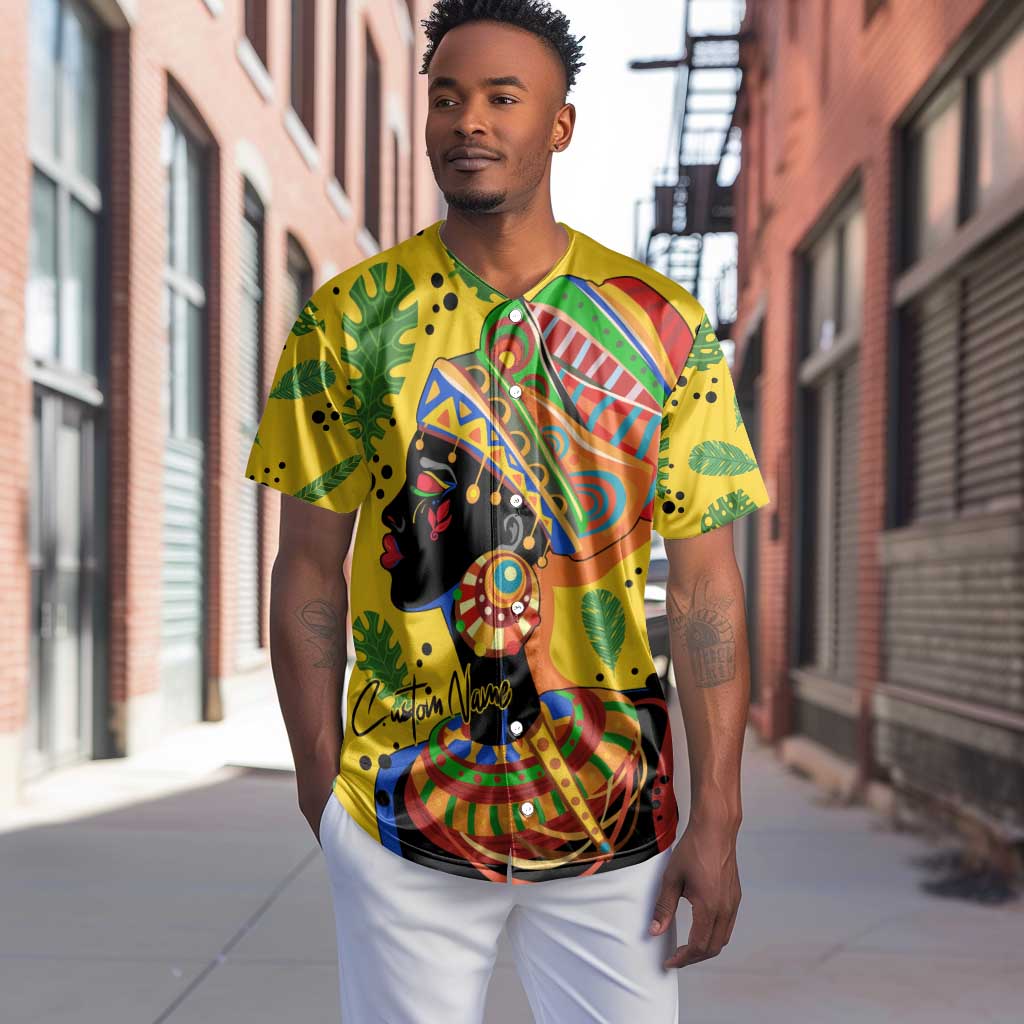 Personalized African Woman Baseball Jersey Tropical Style DT02