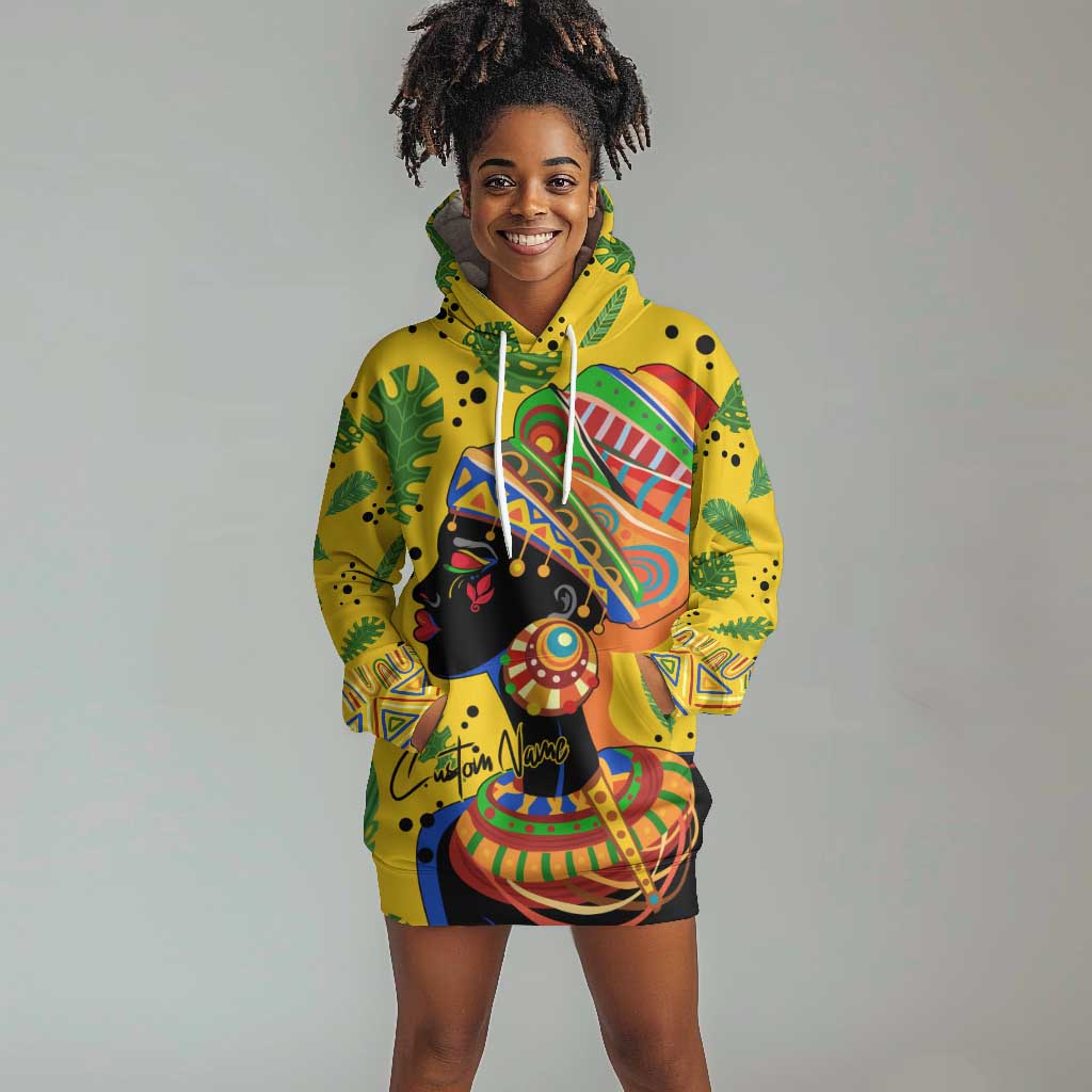 Personalized African Woman Hoodie Dress Tropical Style DT02