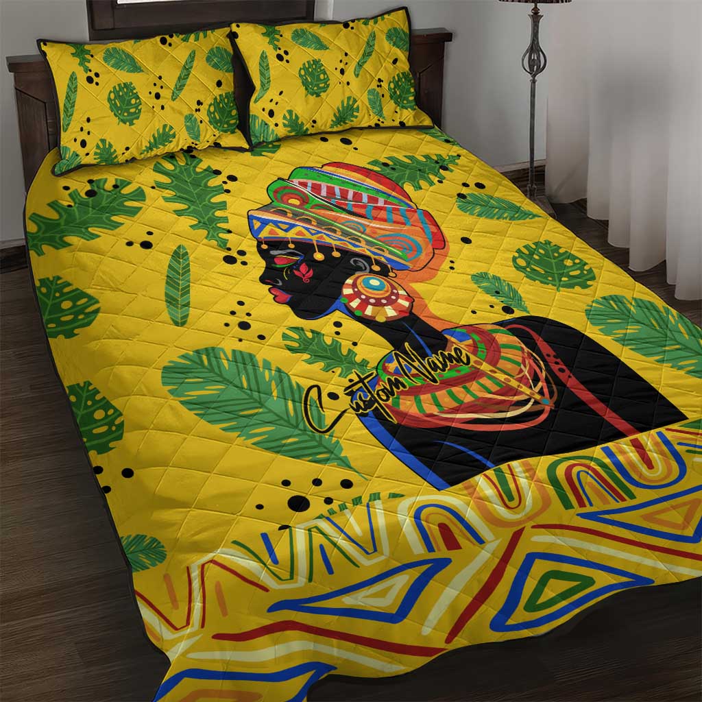 Personalized African Woman Quilt Bed Set Tropical Style DT02
