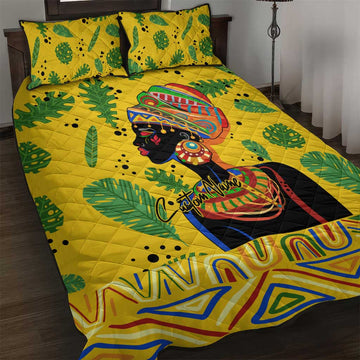 Personalized African Woman Quilt Bed Set Tropical Style DT02