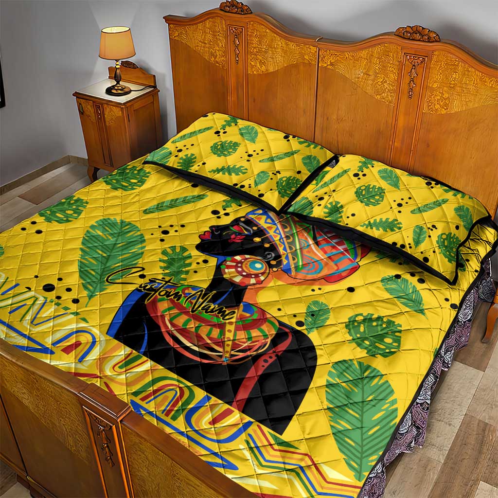 Personalized African Woman Quilt Bed Set Tropical Style DT02