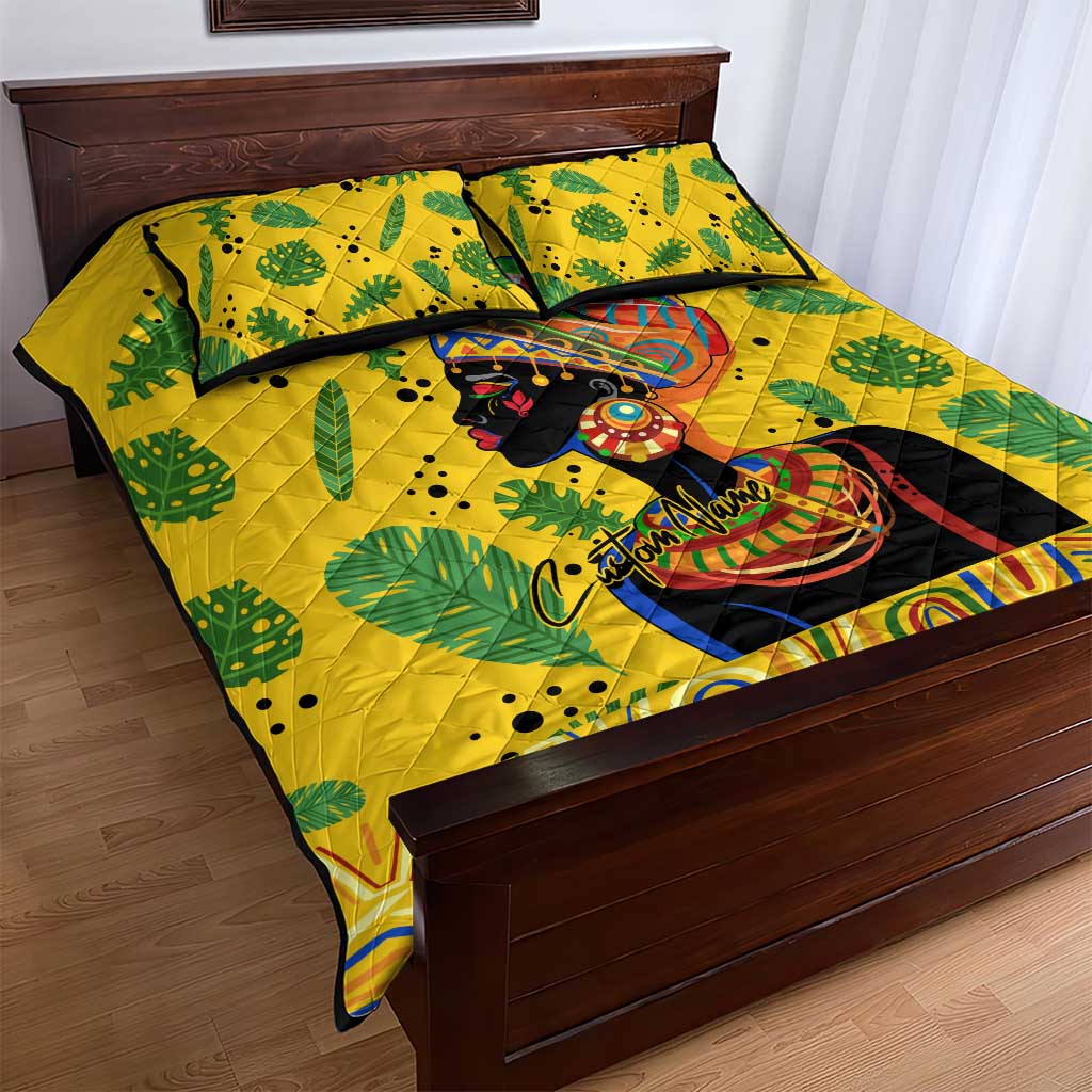 Personalized African Woman Quilt Bed Set Tropical Style DT02