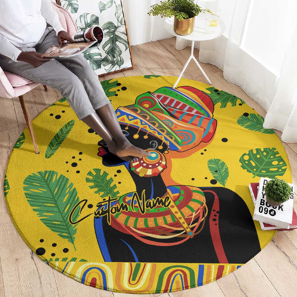 Personalized African Woman Round Carpet Tropical Style DT02