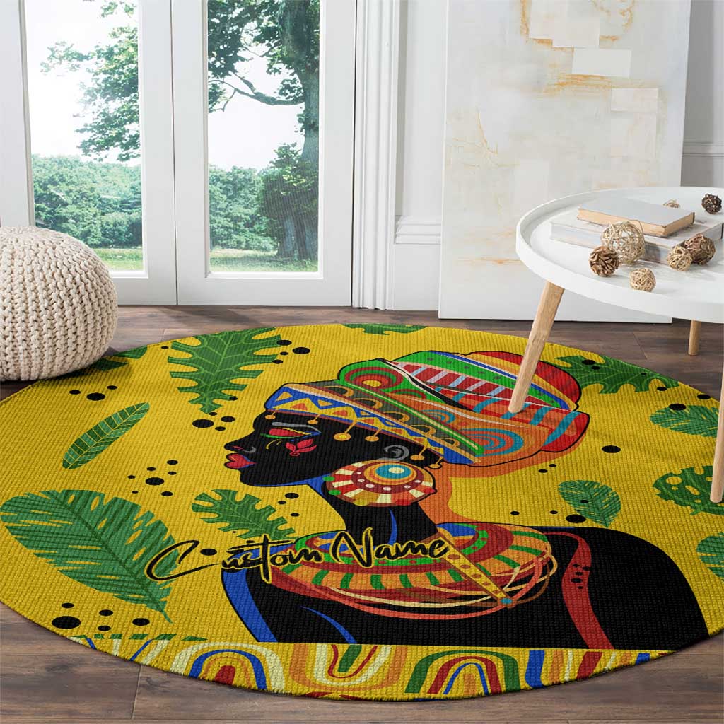 Personalized African Woman Round Carpet Tropical Style DT02