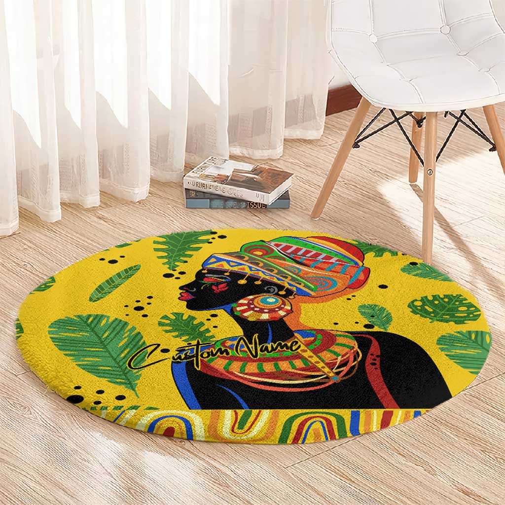 Personalized African Woman Round Carpet Tropical Style DT02