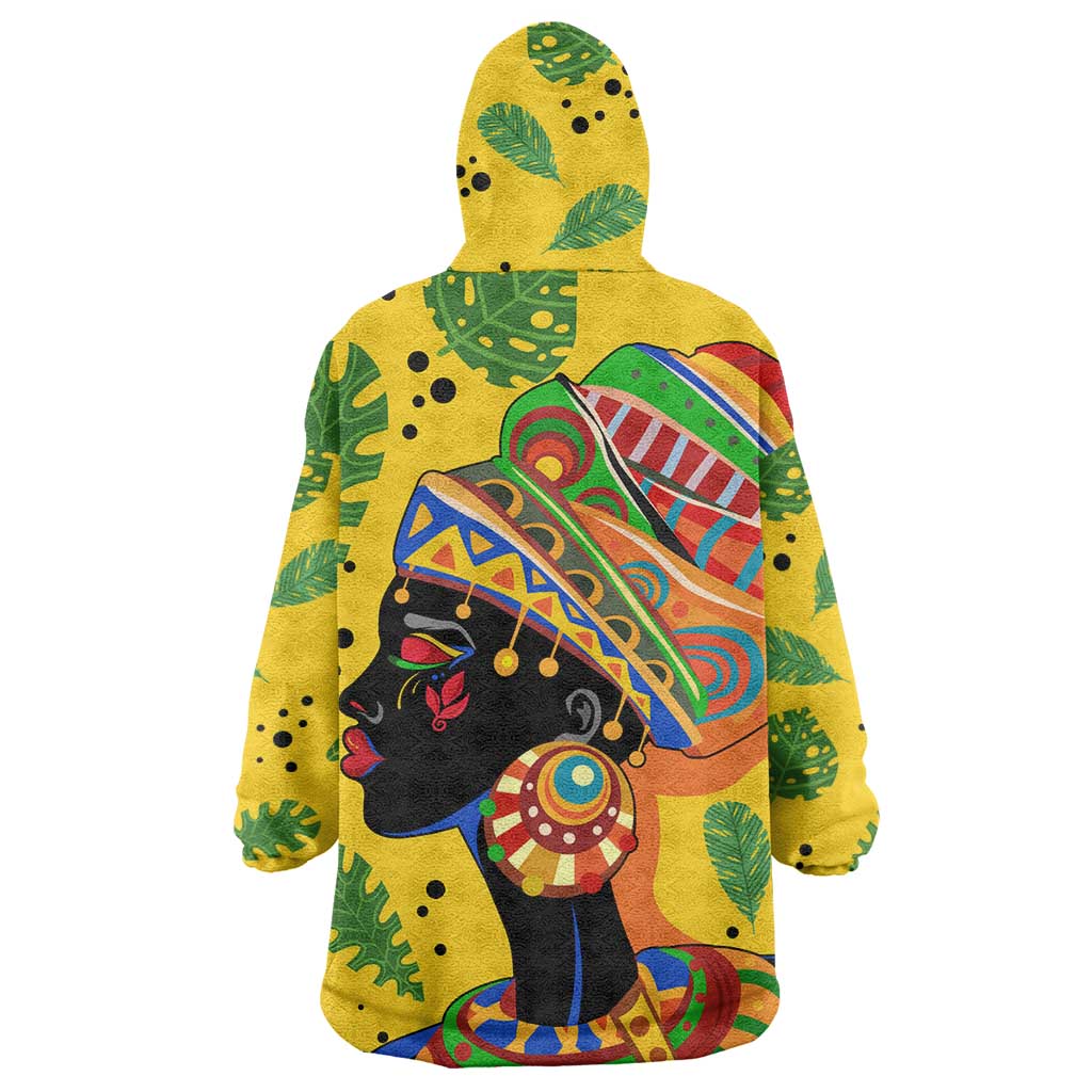 Personalized African Woman Wearable Blanket Hoodie Tropical Style DT02