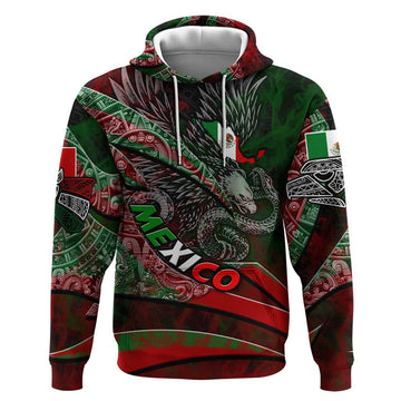 Mexico Aztec Eagle Flag Hoodie Tribal Warrior Art DT02