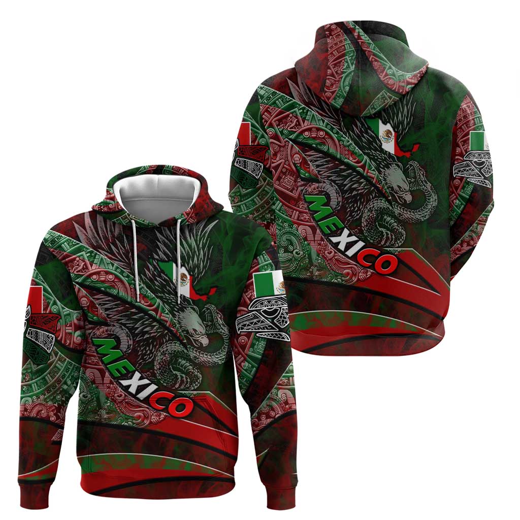 Mexico Aztec Eagle Flag Hoodie Tribal Warrior Art DT02