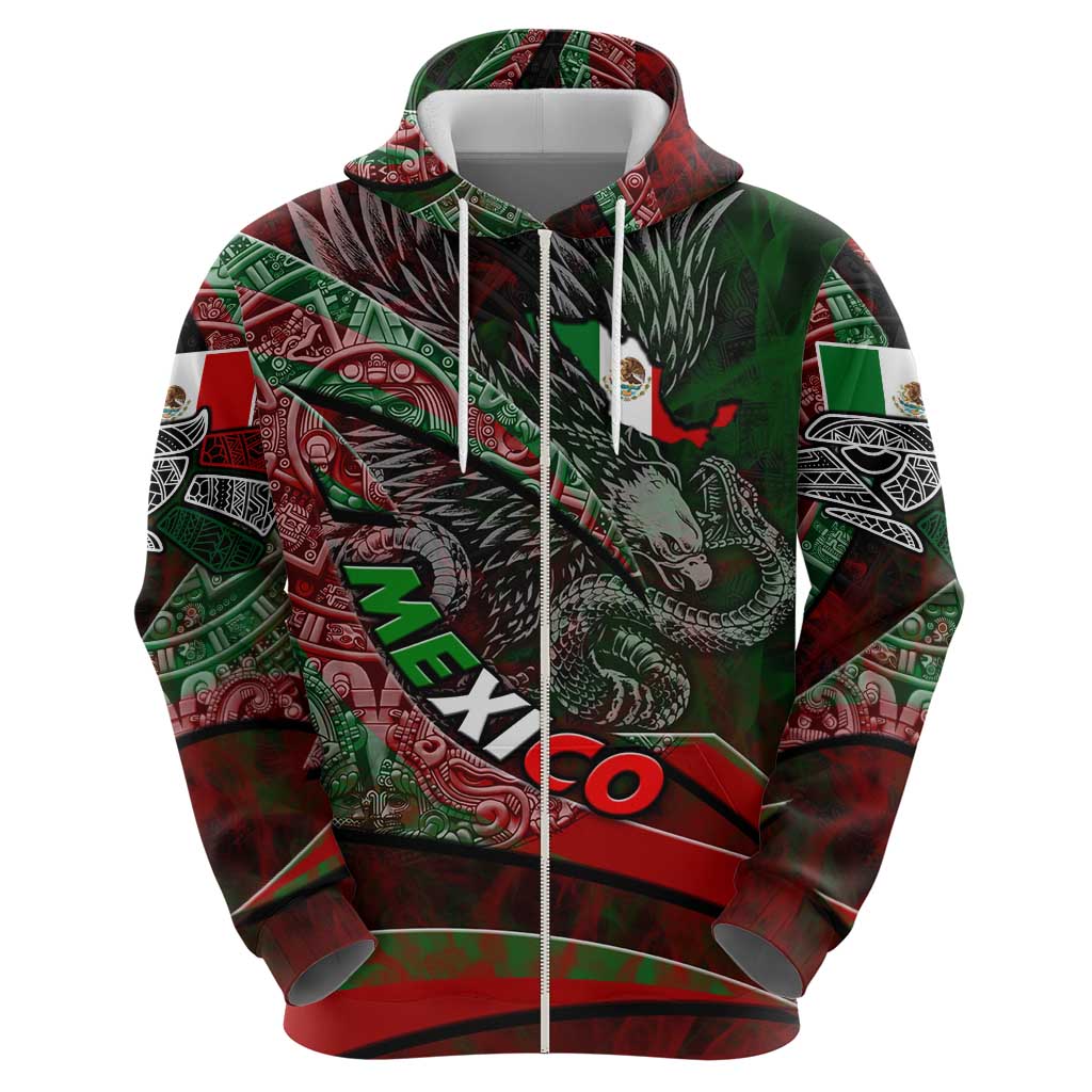 Mexico Aztec Eagle Flag Hoodie Tribal Warrior Art DT02