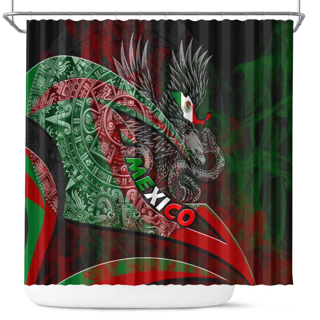 Mexico Aztec Eagle Flag Shower Curtain Tribal Warrior Art DT02