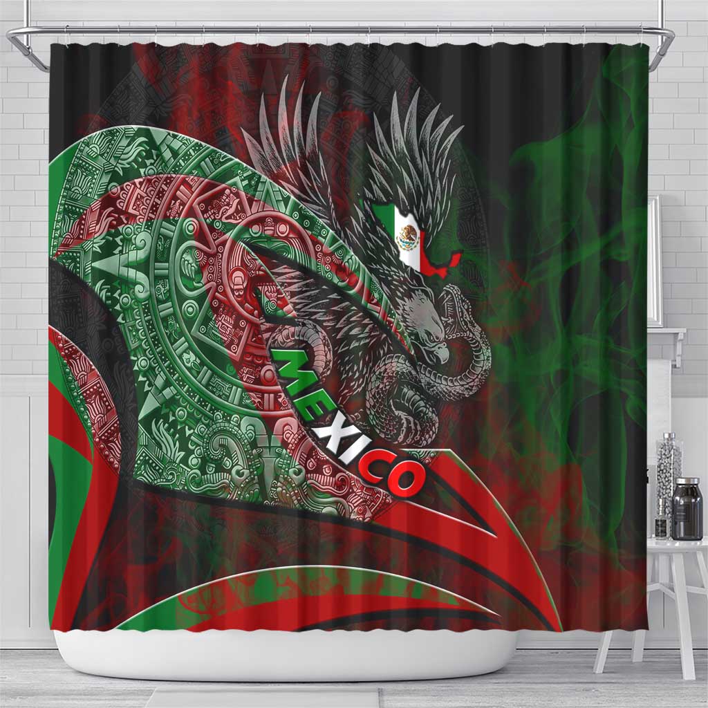 Mexico Aztec Eagle Flag Shower Curtain Tribal Warrior Art DT02