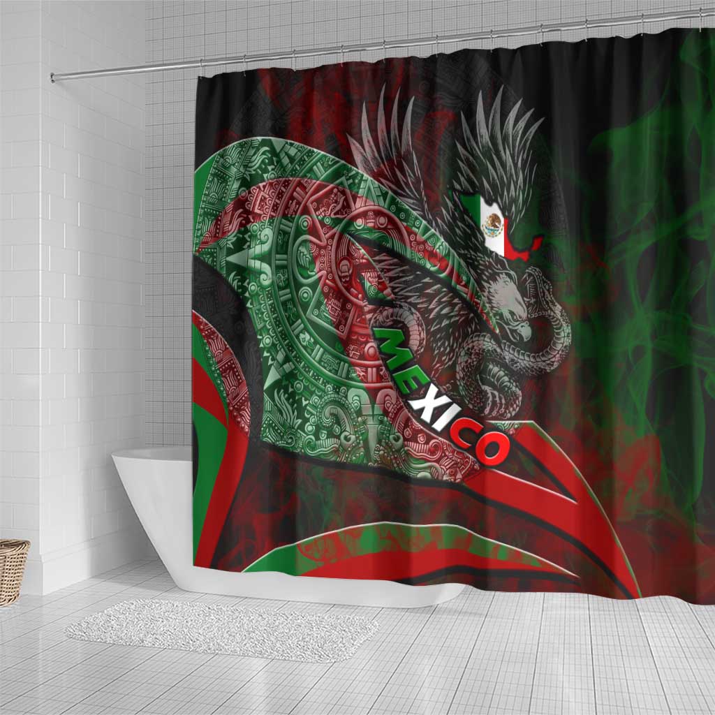 Mexico Aztec Eagle Flag Shower Curtain Tribal Warrior Art DT02