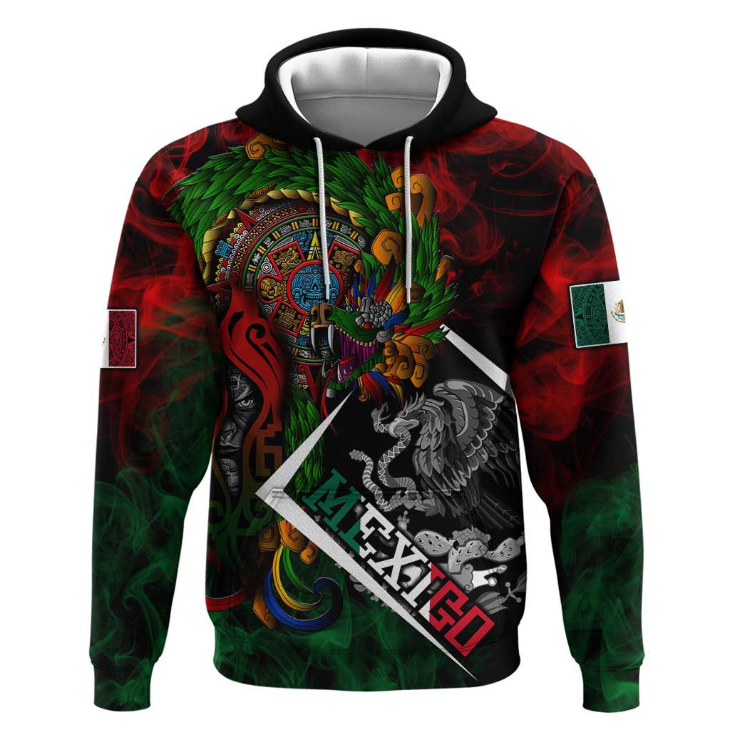 Mexico Quetzalcoatl Aztec Calendar Hoodie Tribal Warrior Art with Eagle and Serpent DT02
