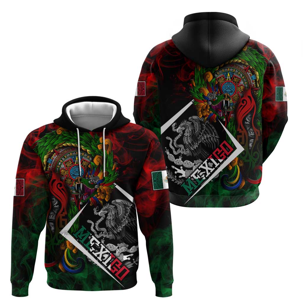 Mexico Quetzalcoatl Aztec Calendar Hoodie Tribal Warrior Art with Eagle and Serpent DT02