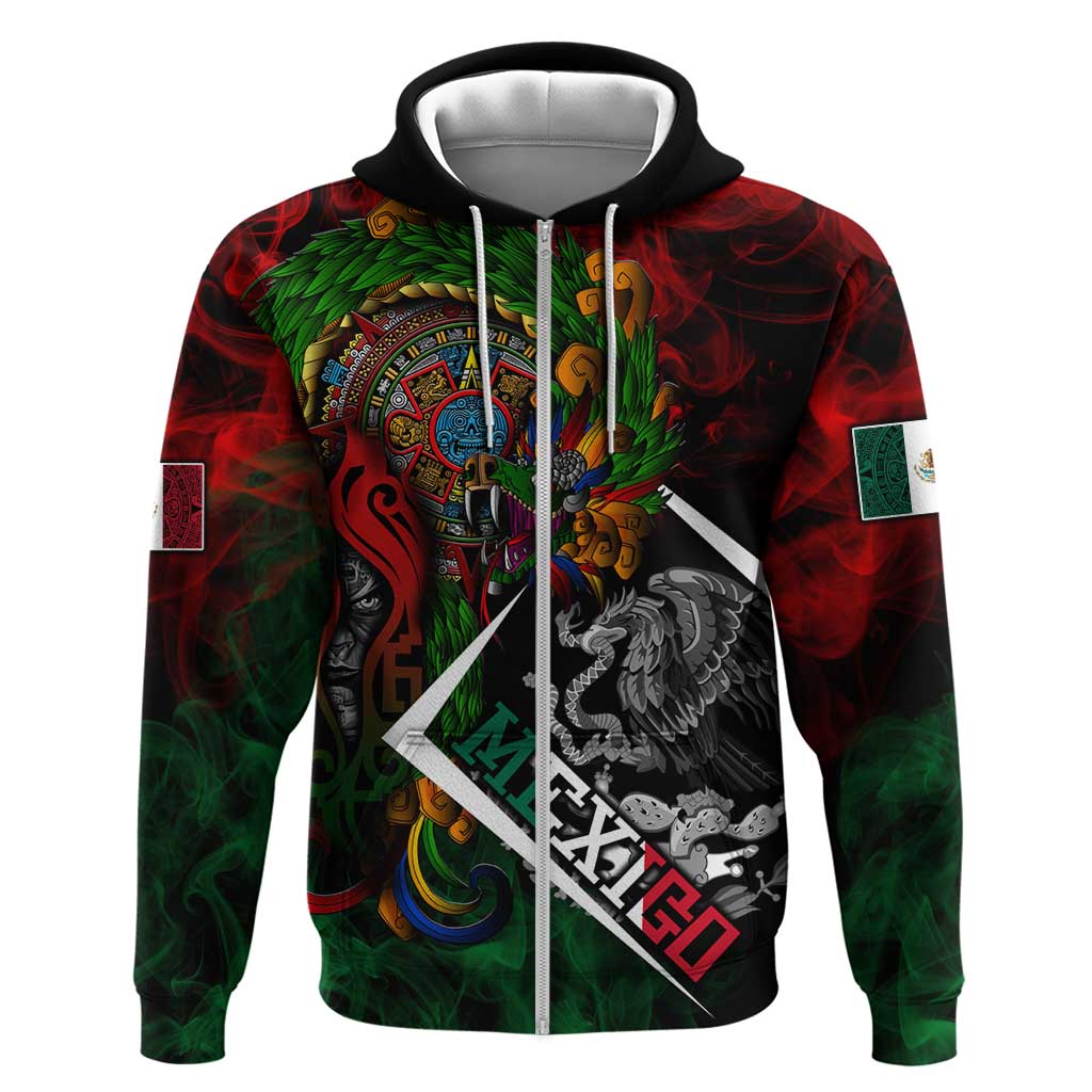 Mexico Quetzalcoatl Aztec Calendar Hoodie Tribal Warrior Art with Eagle and Serpent DT02
