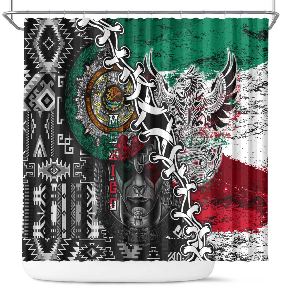 Aztec Warrior Mexican Shower Curtain Aztec Calendar Coat of Arms DT02