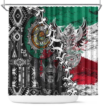 Aztec Warrior Mexican Shower Curtain Aztec Calendar Coat of Arms DT02