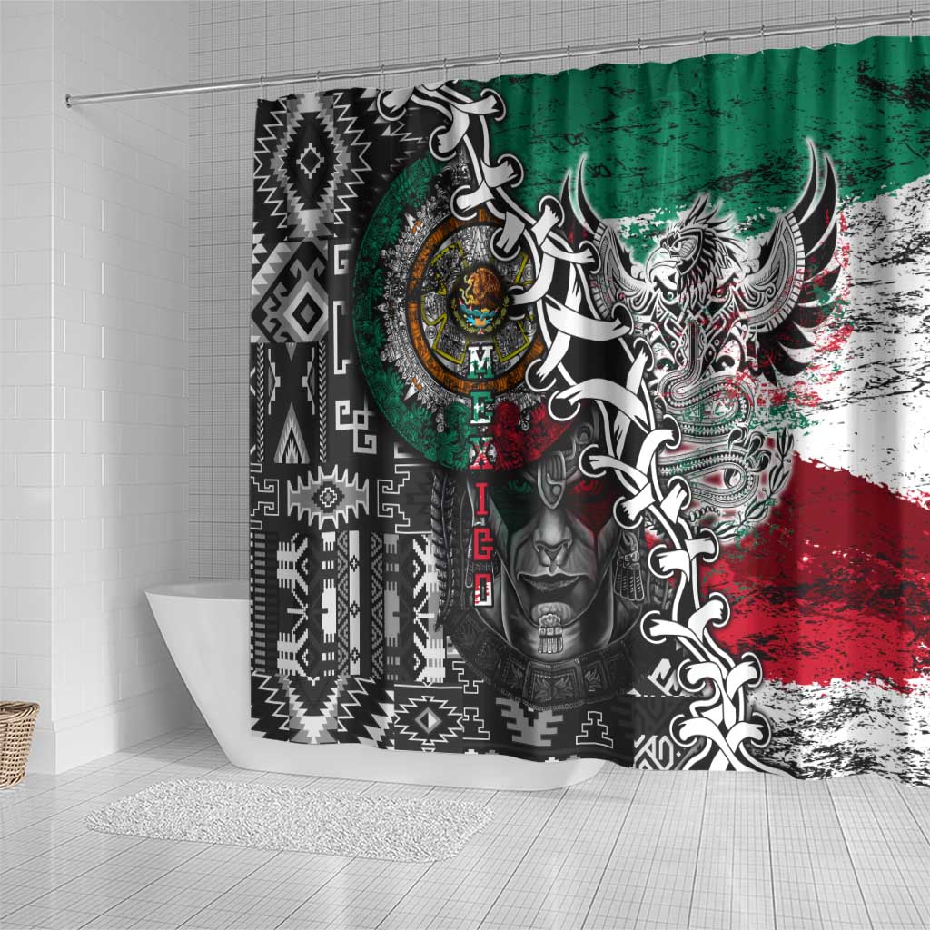 Aztec Warrior Mexican Shower Curtain Aztec Calendar Coat of Arms DT02