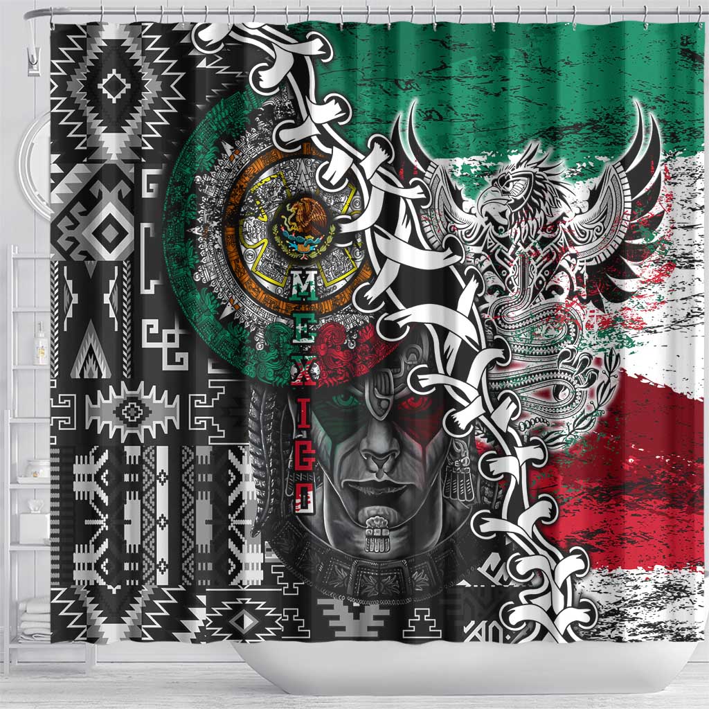 Aztec Warrior Mexican Shower Curtain Aztec Calendar Coat of Arms DT02
