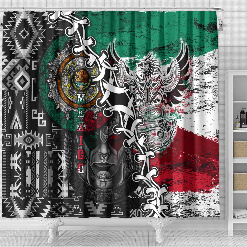 Aztec Warrior Mexican Shower Curtain Aztec Calendar Coat of Arms DT02
