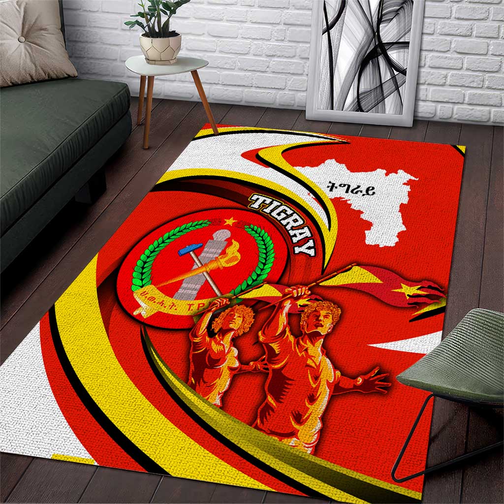 Ethiopia Tigray Area Rug Revolution Emblem Freedom Fighters and Flag DT02