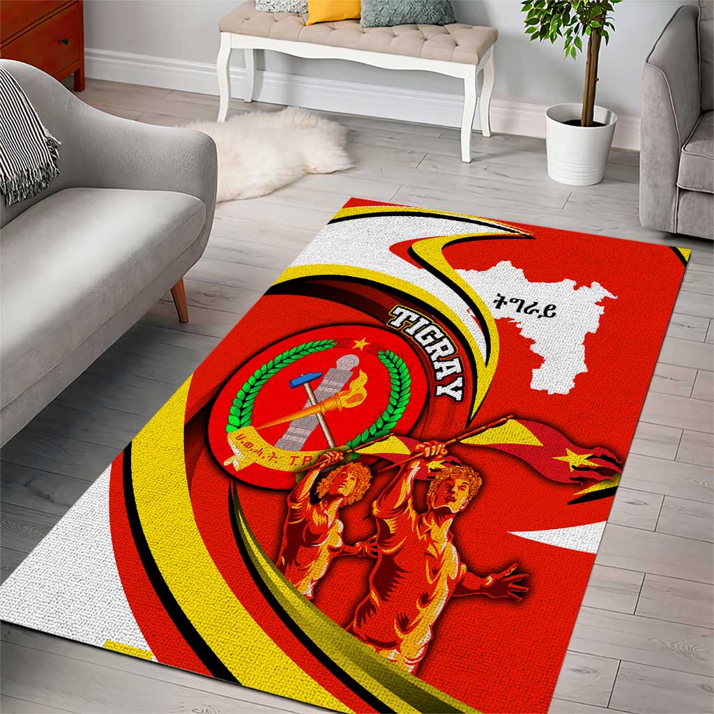 Ethiopia Tigray Area Rug Revolution Emblem Freedom Fighters and Flag DT02