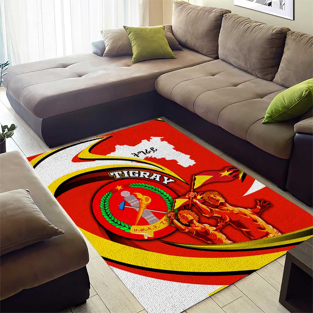 Ethiopia Tigray Area Rug Revolution Emblem Freedom Fighters and Flag DT02