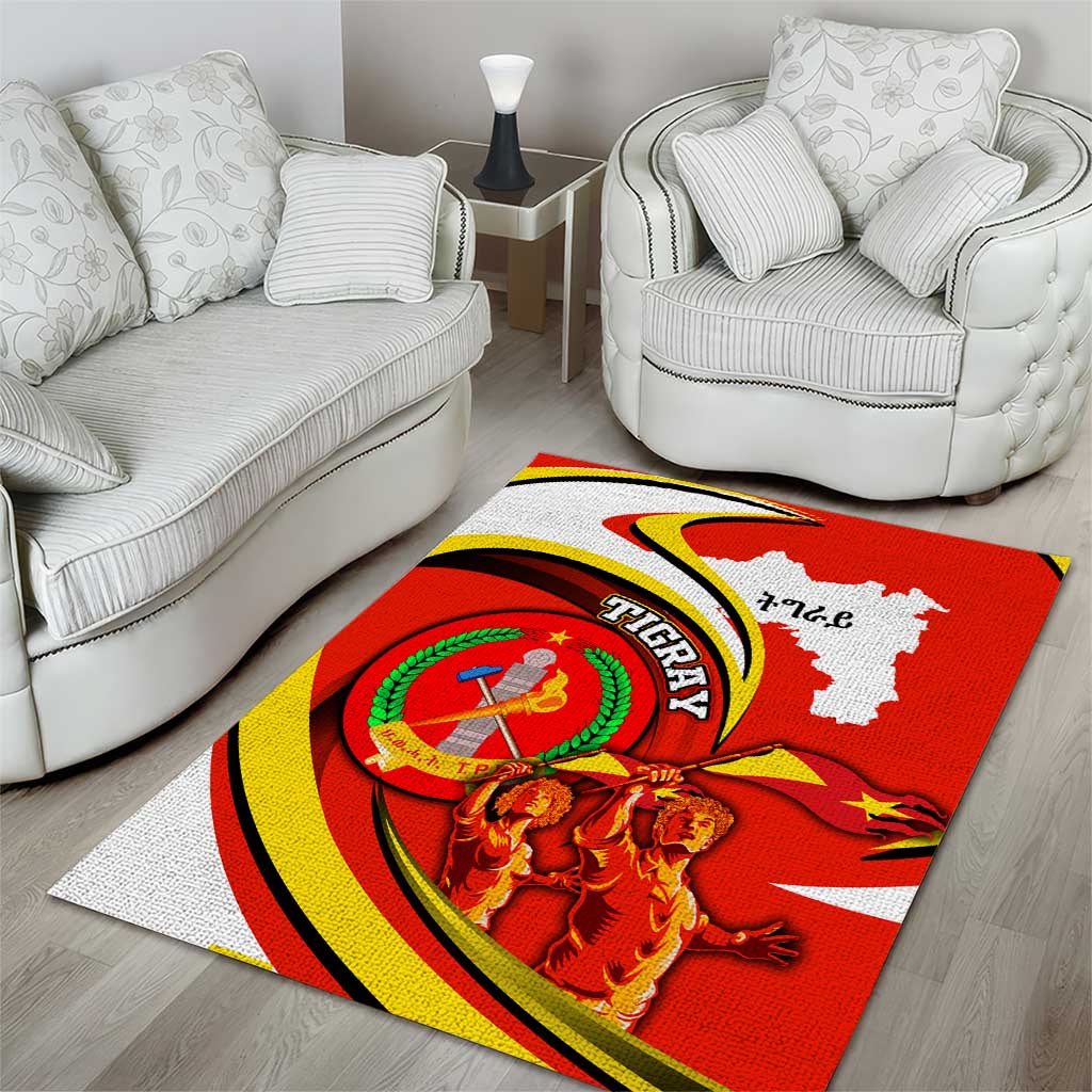 Ethiopia Tigray Area Rug Revolution Emblem Freedom Fighters and Flag DT02