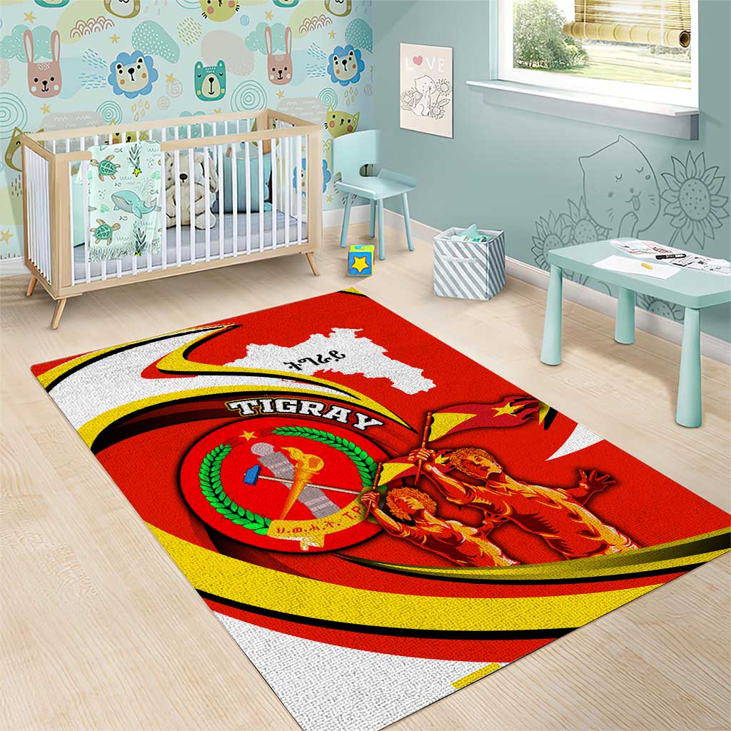 Ethiopia Tigray Area Rug Revolution Emblem Freedom Fighters and Flag DT02