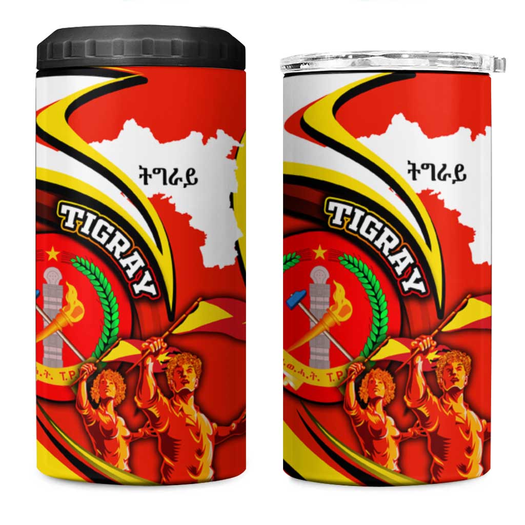Ethiopia Tigray 4 in 1 Can Cooler Tumbler Revolution Emblem Freedom Fighters and Flag DT02