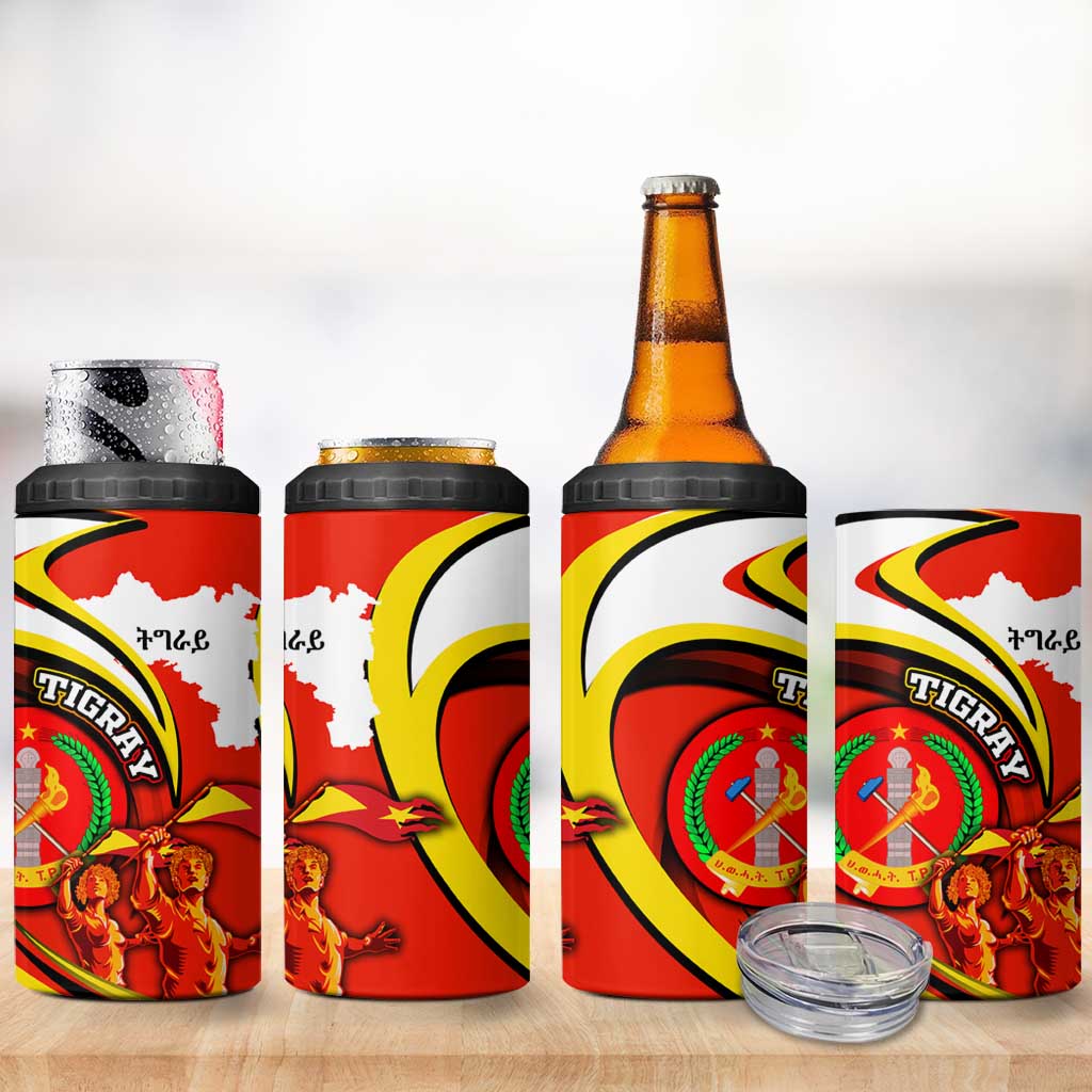 Ethiopia Tigray 4 in 1 Can Cooler Tumbler Revolution Emblem Freedom Fighters and Flag DT02