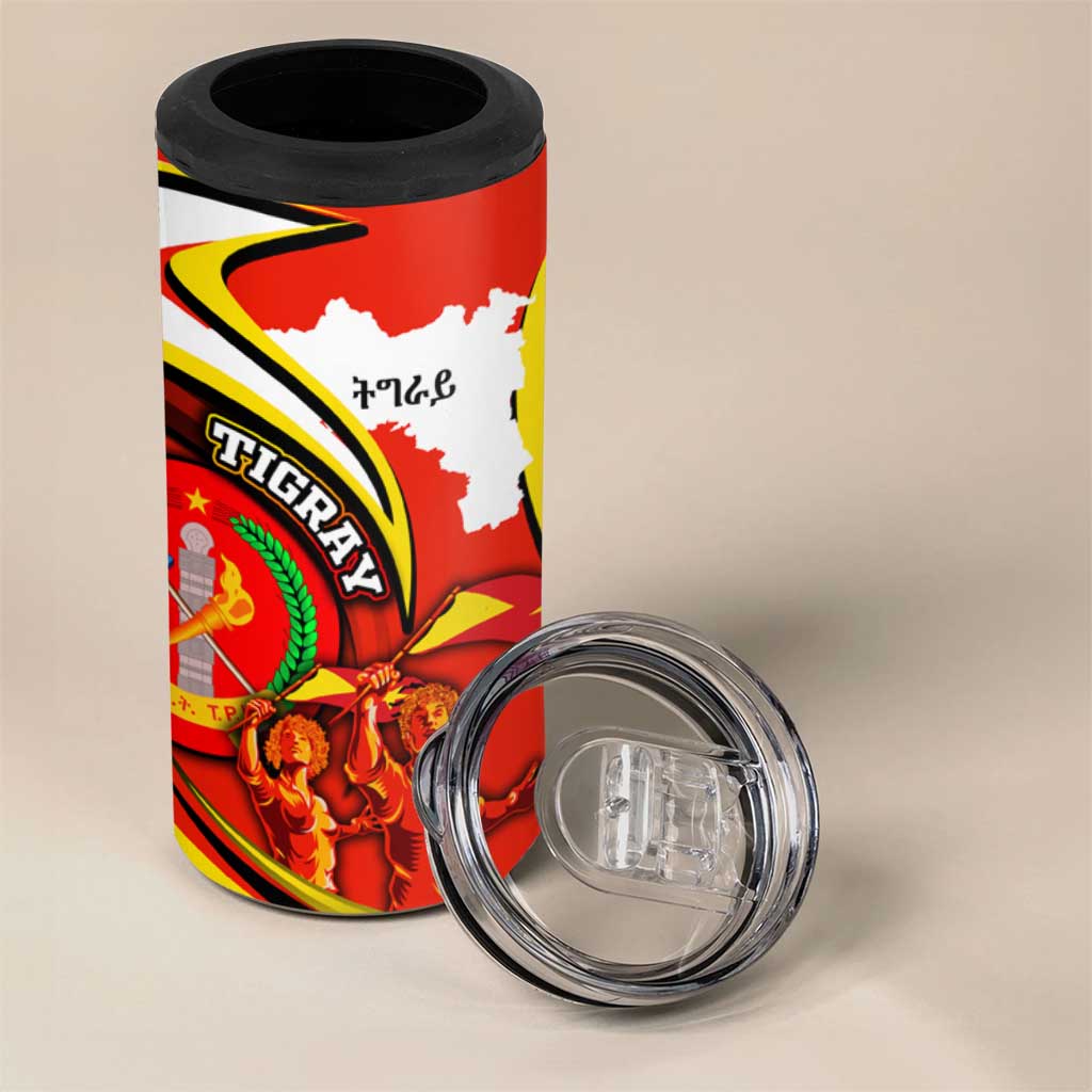 Ethiopia Tigray 4 in 1 Can Cooler Tumbler Revolution Emblem Freedom Fighters and Flag DT02