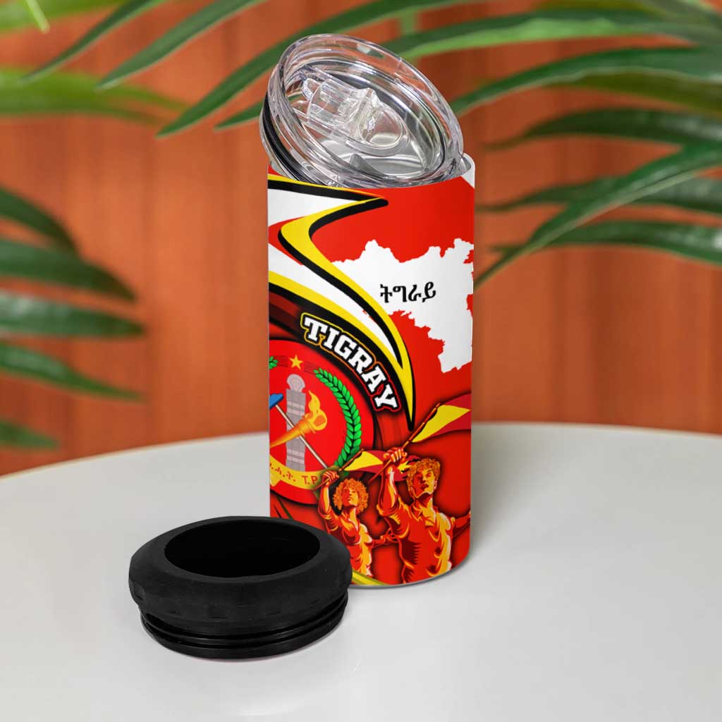 Ethiopia Tigray 4 in 1 Can Cooler Tumbler Revolution Emblem Freedom Fighters and Flag DT02
