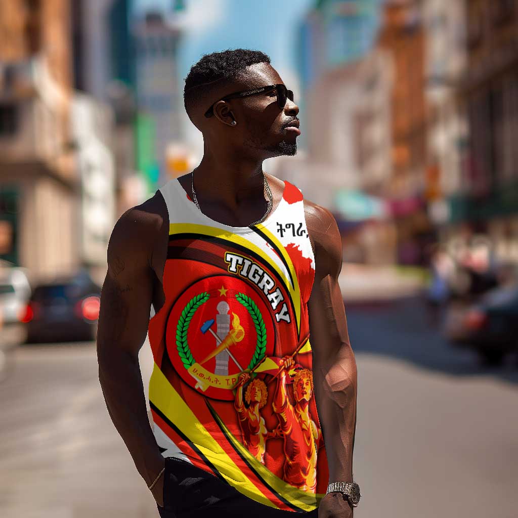 Ethiopia Tigray Men Tank Top Revolution Emblem Freedom Fighters and Flag DT02