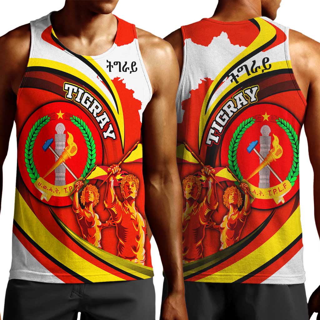 Ethiopia Tigray Men Tank Top Revolution Emblem Freedom Fighters and Flag DT02