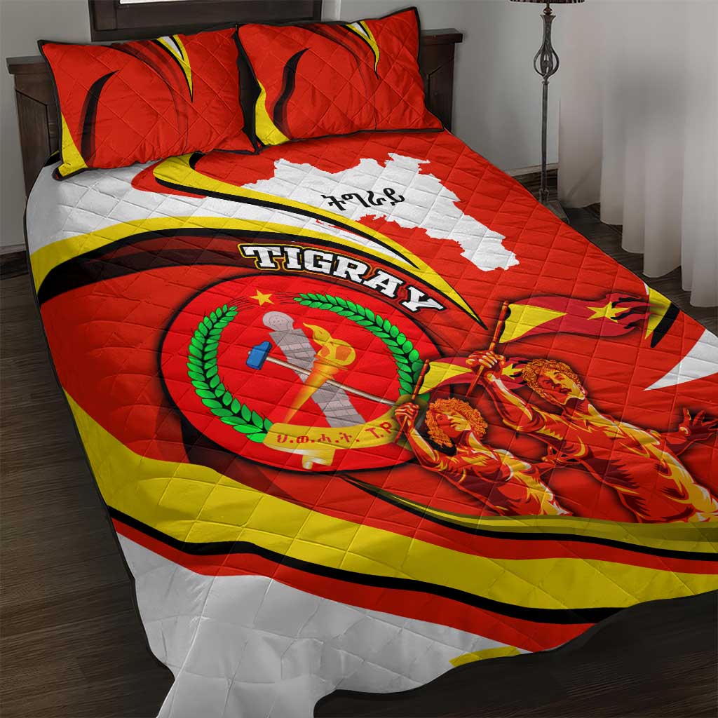 Ethiopia Tigray Quilt Bed Set Revolution Emblem Freedom Fighters and Flag DT02